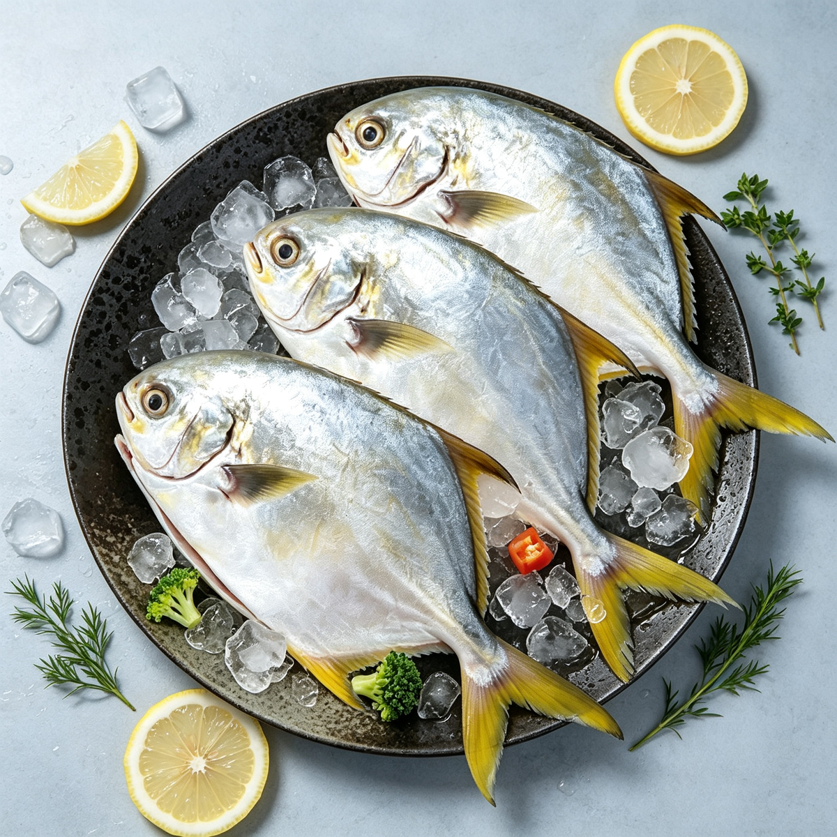 Frozen Whole Golden Pompano – Cleaned & Ready to Steam